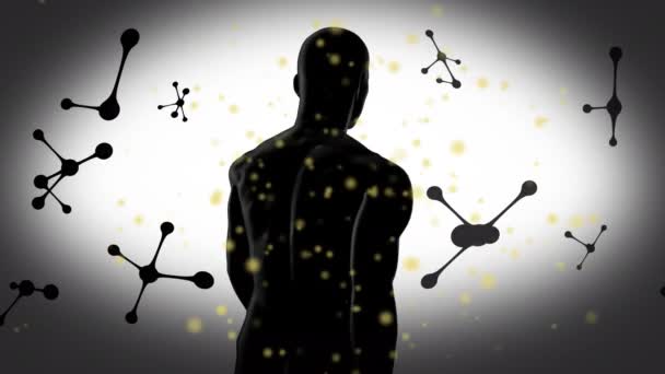 Анімація Язків Плямами Молекулами Людським Тілом Концепція Глобальної Науки Дослідження — стокове відео