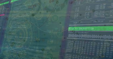 Veri işleme üzerine simgelerle bağlantı ağının resmi. Küresel bağlantılar, hesaplama ve dijital arayüz konsepti dijital olarak oluşturuldu.