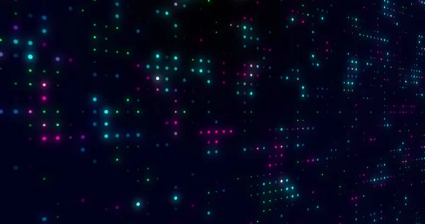 Image Colorful Dots Blinking Black Background Colour Shapes Movement Abstraction — Fotografia de Stock