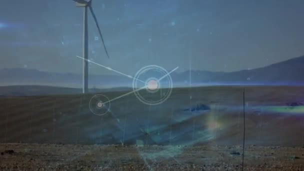 Animation Network Connections Wind Turbine Global Environment Green Energy Connections — Stock Video