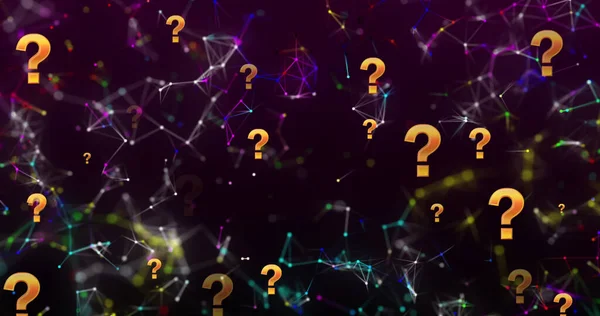 Image Question Mark Icons Network Connections Black Background Global Connections — Stok Foto