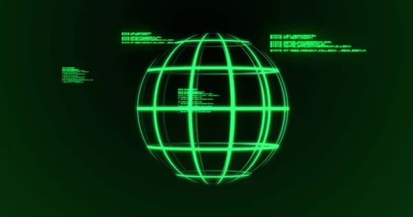 Image Globe Data Processing Dark Green Background Global Network Connections — Stockfoto