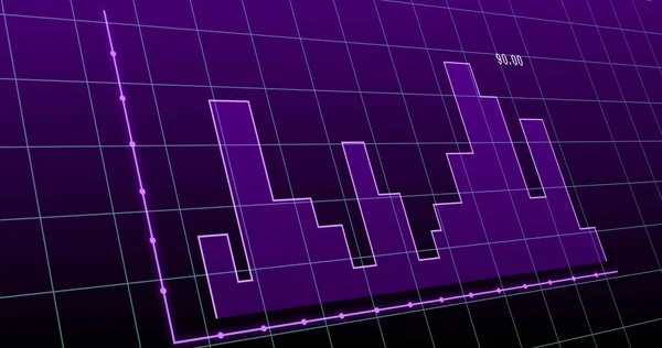 Image Financial Graph Violet Background Math Statistics Finance Economy Technology —  Fotos de Stock