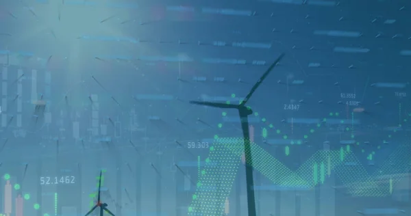 Image Data Processing Wind Turbines Global Ecology Digital Interface Concept — Stok fotoğraf