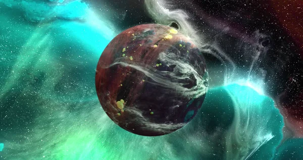Obrázek Hnědé Planety Zelené Galaxii Astronomie Kosmos Vesmír Vesmír Koncept — Stock fotografie