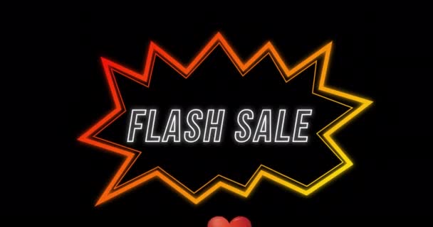 Animation Flash Sale Shape Hearts Black Background Shopping Sales Promotions — 图库视频影像