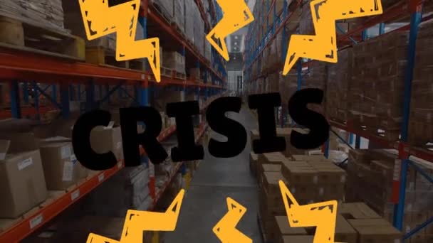 Animation Crisis Flashes Warehouse Global Crisis Finance Business Delivery Services — Wideo stockowe