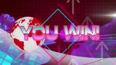 Dünyanın animasyonu ve dijital dağların üzerinden metin kazanmak. Sosyal medya ve dijital arayüz konsepti dijital olarak oluşturulmuş video.