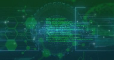 Animation of data processing over brain. Global business and digital interface concept digitally generated video.