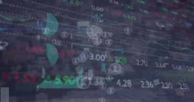 Karanlık arka planda veri işleme animasyonu. küresel bağlantılar, veri işleme ve dijital arayüz konsepti dijital olarak oluşturulmuş video.