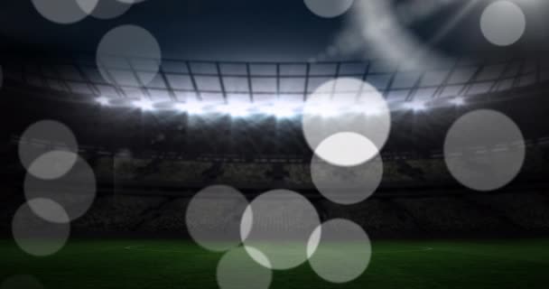 Animacja Słabych Punktów Świecące Światła Nad Stadionem Piłkarskim World Cup — Wideo stockowe