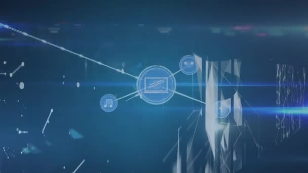 Animáció Kék Hátterű Kapcsolatok Hálózatáról Hálózat Kapcsolatok Technológiai Koncepció Digitálisan — Stock videók