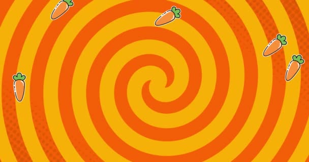 Animation Carrots Falling Yellow Orange Background Food Fruits Vegetable World — 비디오