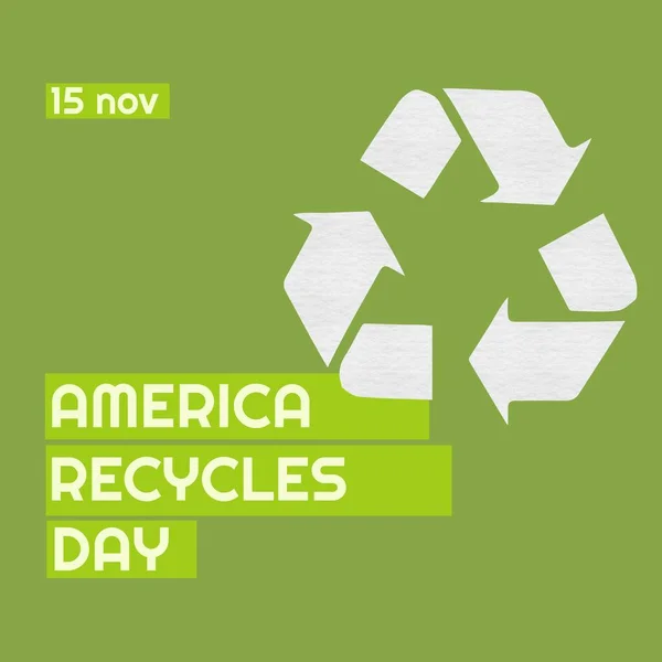 Composition America Recycles Day Text Recycling Symbol Green Background America — Photo