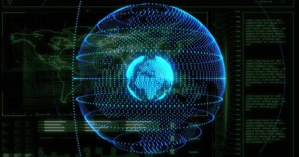 Image Network Connections Data Processing World Map Spinning Globe Global — Fotografia de Stock