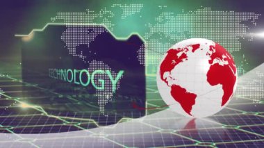 Siyah arka planda dünya haritası, ışık animasyonu. Küresel ağ, veri işleme ve teknoloji konsepti dijital olarak oluşturulmuş video.