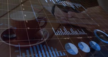 Animation of statistics and data processing over rugby player. Global business data processing digital interface technology concept digitally generated video.