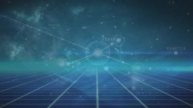 Mavi dijital uzay üzerindeki bağlantıların animasyonu. Ağ, bağlantılar, veri işleme ve teknoloji konsepti dijital olarak oluşturulmuş video.