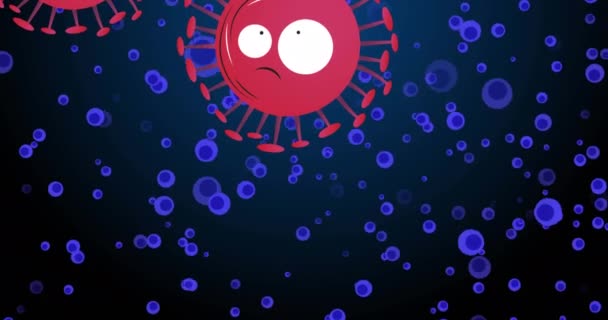 Animation Red Viruses Blue Cells Navy Background Human Biology Anatomy — Stock video