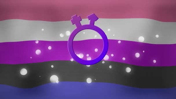 Animation Non Binary Symbol Dots Striped Flag Lgbt Sexual Minority — Αρχείο Βίντεο