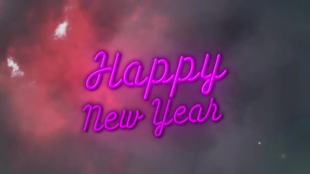 Animation Happy New Year Sky Lightnings Communication Social Media Technology — Vídeo de stock