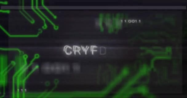 Animacja Przetwarzania Danych Pomocą Tekstu Kryptograficznego Koncepcja Globalnego Biznesu Cyfrowego — Wideo stockowe