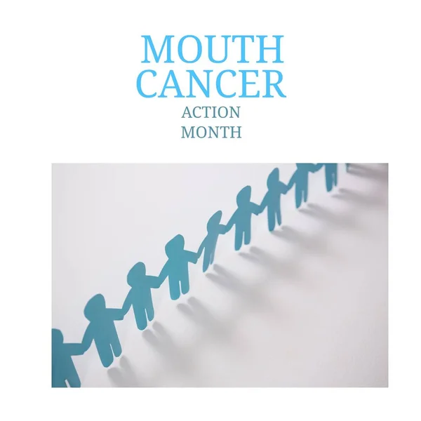 Image Mouth Cancer Action Month Cut Silhouettes Men Holding Hands — Stockfoto