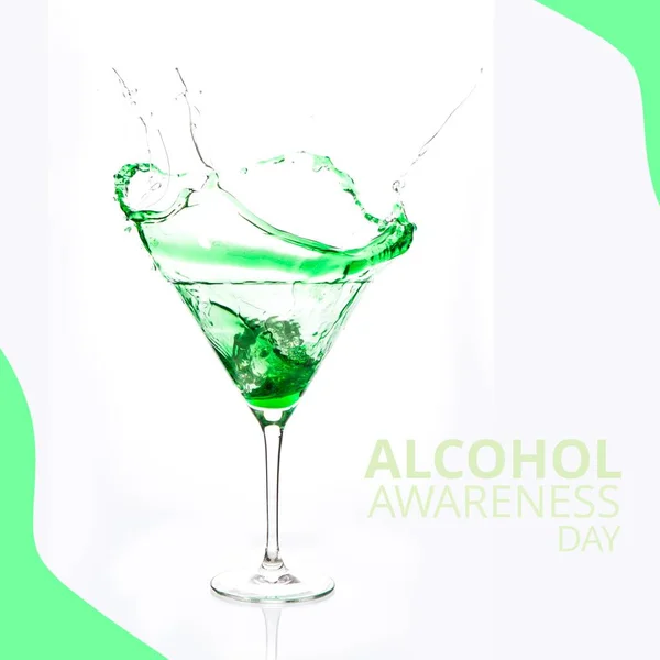 Composition Alcohol Awareness Day Text Drink White Background Alcohol Awareness — Stok fotoğraf