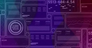Karanlık arka planda veri işleme animasyonu. küresel bağlantılar, veri işleme ve dijital arayüz konsepti dijital olarak oluşturulmuş video.
