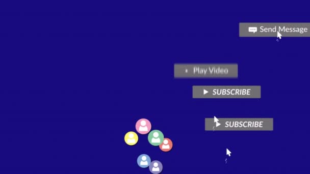 Анімація Піктограм Медіа Синьому Фоні Концепція Соціальних Мереж Цифрового Інтерфейсу — стокове відео