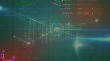 Siyah arkaplandaki bağlantı ağı üzerinden veri işleme animasyonu. Küresel teknoloji, bilgisayar ve dijital arayüz kavramı dijital olarak oluşturulmuş video.