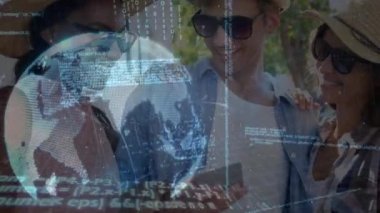 Depodaki küresel ve finansal veri işleme animasyonları. Küresel taşımacılık teknolojisi ve ağ konsepti dijital olarak oluşturulmuş video.