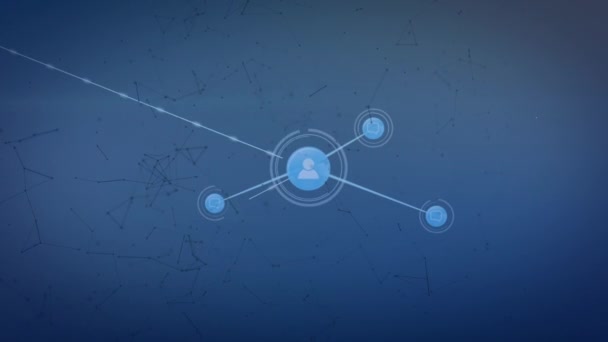 Анімація Мережі Єднань Синьому Фоні Концепція Мережі Єднання Технології Цифровому — стокове відео