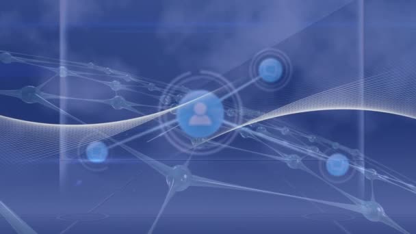 Animation Network Connections Blue Background Network Connections Technology Concept Digitally — 비디오