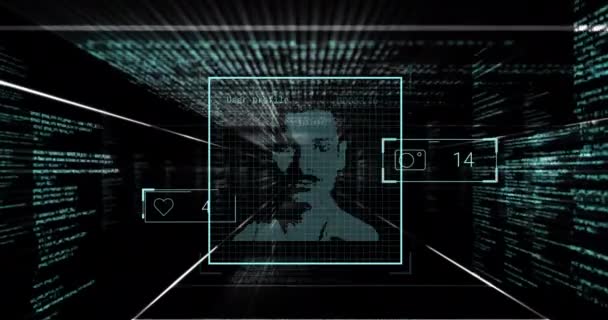 Animasi Foto Pengguna Reaksi Media Sosial Dan Pemrosesan Data Dalam — Stok Video
