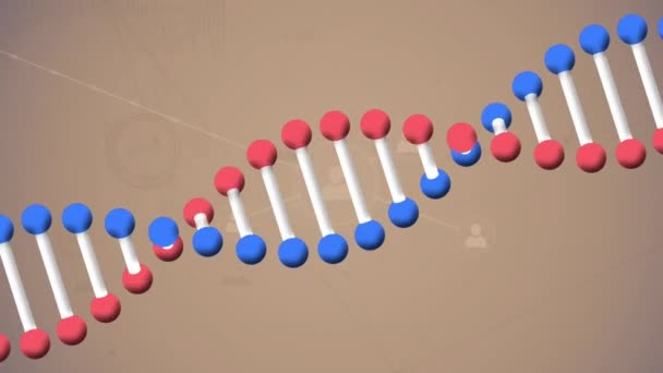 Animation Dna Strand Network Connections Icons Beige Background Global Connections — Αρχείο Βίντεο