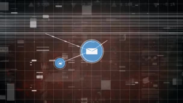 Animación Red Conexiones Con Iconos Través Del Procesamiento Datos Concepto — Vídeos de Stock