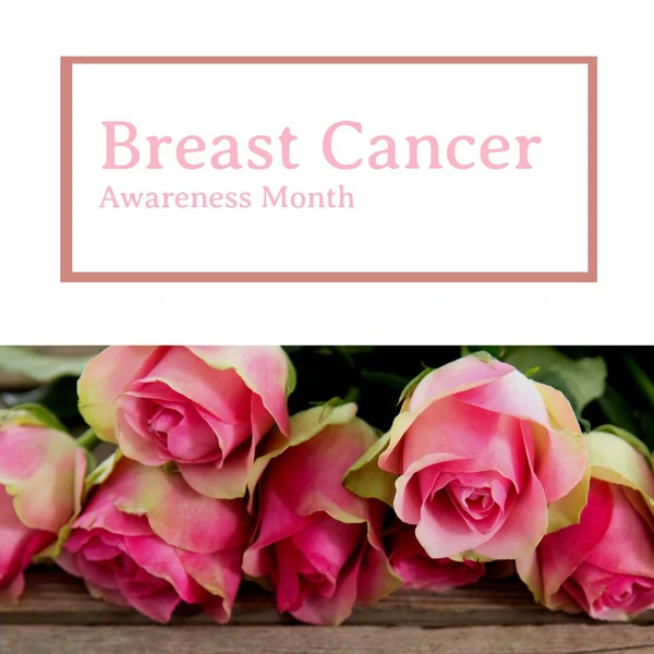 Image Breast Cancer Awareness Month White Background Pink Flowers Health — Stockfoto