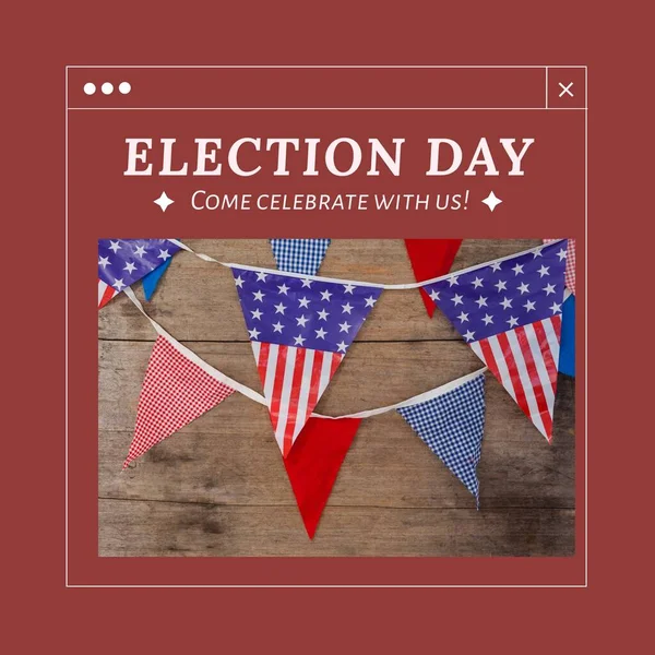 Composition Election Day Come Celebrate Texts Flags Usa Red Background — Foto de Stock