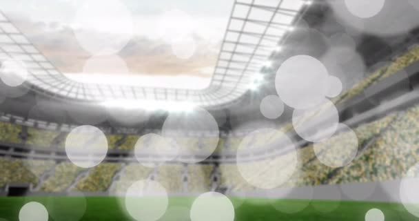 Animacja Padających Świecących Świateł Nad Stadionem Piłkarskim World Cup Soccer — Wideo stockowe