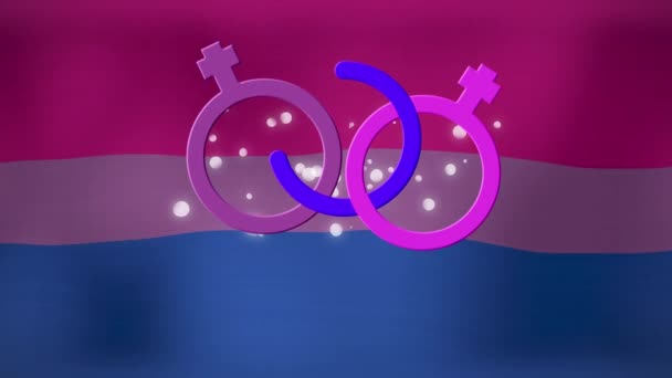 Animation Bisexual Symbol Striped Flag Lgbt Sexual Minority Gay Pride — стокове відео