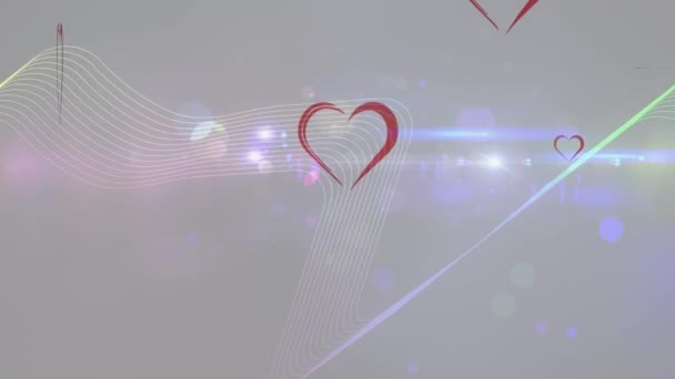 Animation Heart Icons Shapes White Background Global Medicine Digital Interface — Stok video