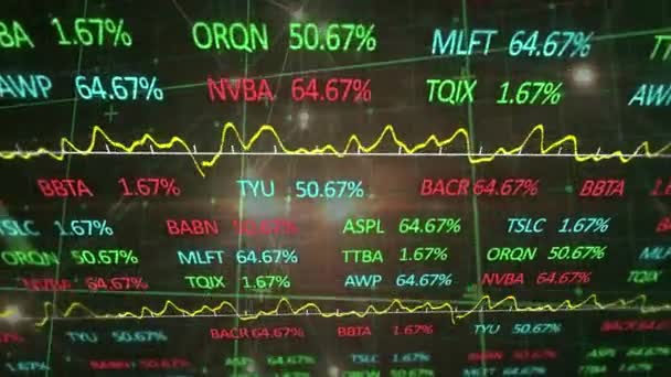 Animatie Van Financiële Gegevens Grafieken Zwarte Achtergrond Financieel Economisch Digitaal — Stockvideo