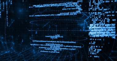 Dönen dünya üzerinde dijital bağlantılar ve veri işleme ağının görüntüsü. Küresel bağlantılar, dijital dünya ve dijital arayüz konsepti dijital olarak oluşturulmuş görüntü.