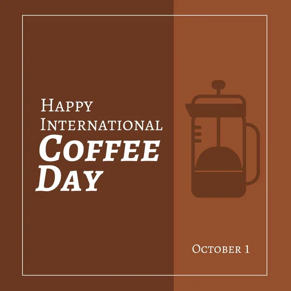 Image Happy International Coffee Day Brown Background Cup Coffee Coffee — Stock Photo, Image