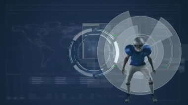 Animation of graphs and data over arrows moving clock. Global science research connections and data processing concept digitally generated video.