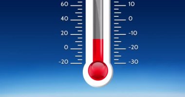 Animation of thermometer on blue background. Climate, weather, forecast, data and technology concept digitally generated video.
