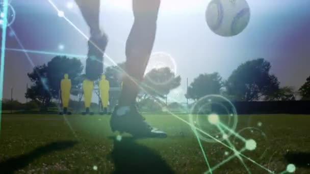 Network Connections Low Section Male Soccer Player Performing Skill Moves — Vídeos de Stock