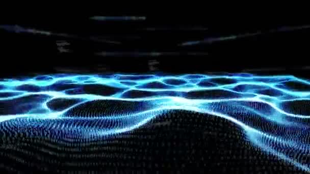 Animation Data Waves Dots Black Background Network Data Processing Computers — Wideo stockowe