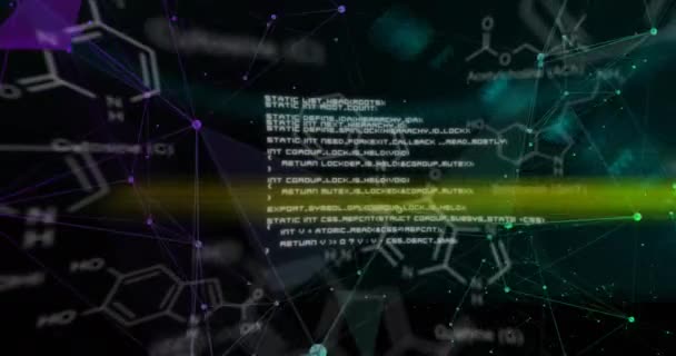 Animation Chemical Formulas Scientific Data Black Background Science Network Connections — 图库视频影像